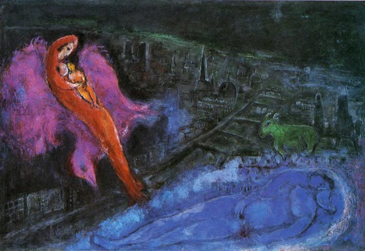 Bridges over the Seine painting - Marc Chagall Bridges over the Seine art painting